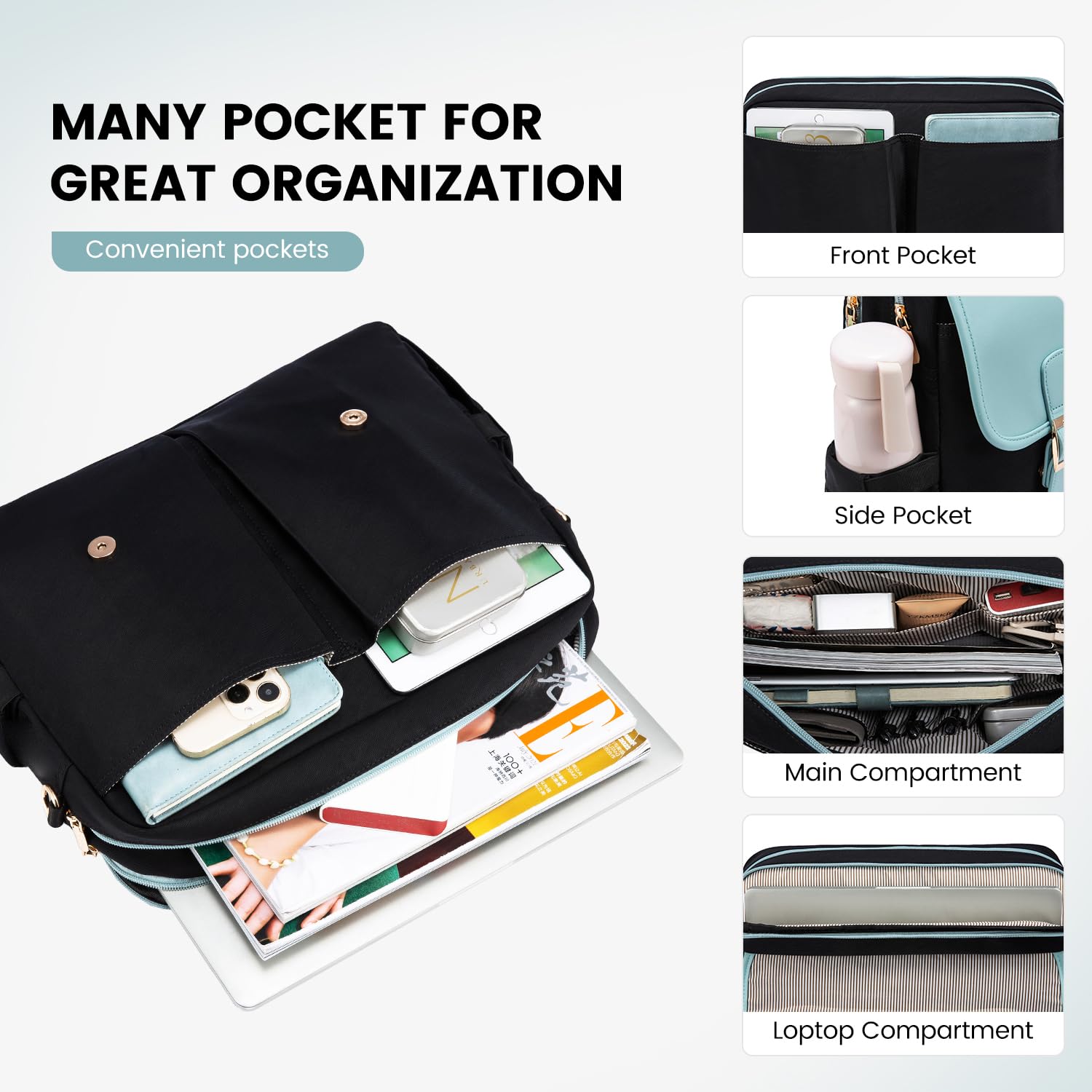Foto 4 | Funda Para Portátil Lovevook Para Mujer De 15 6 Pulgadas  Color Verde Menta-negro - Venta Internacional.