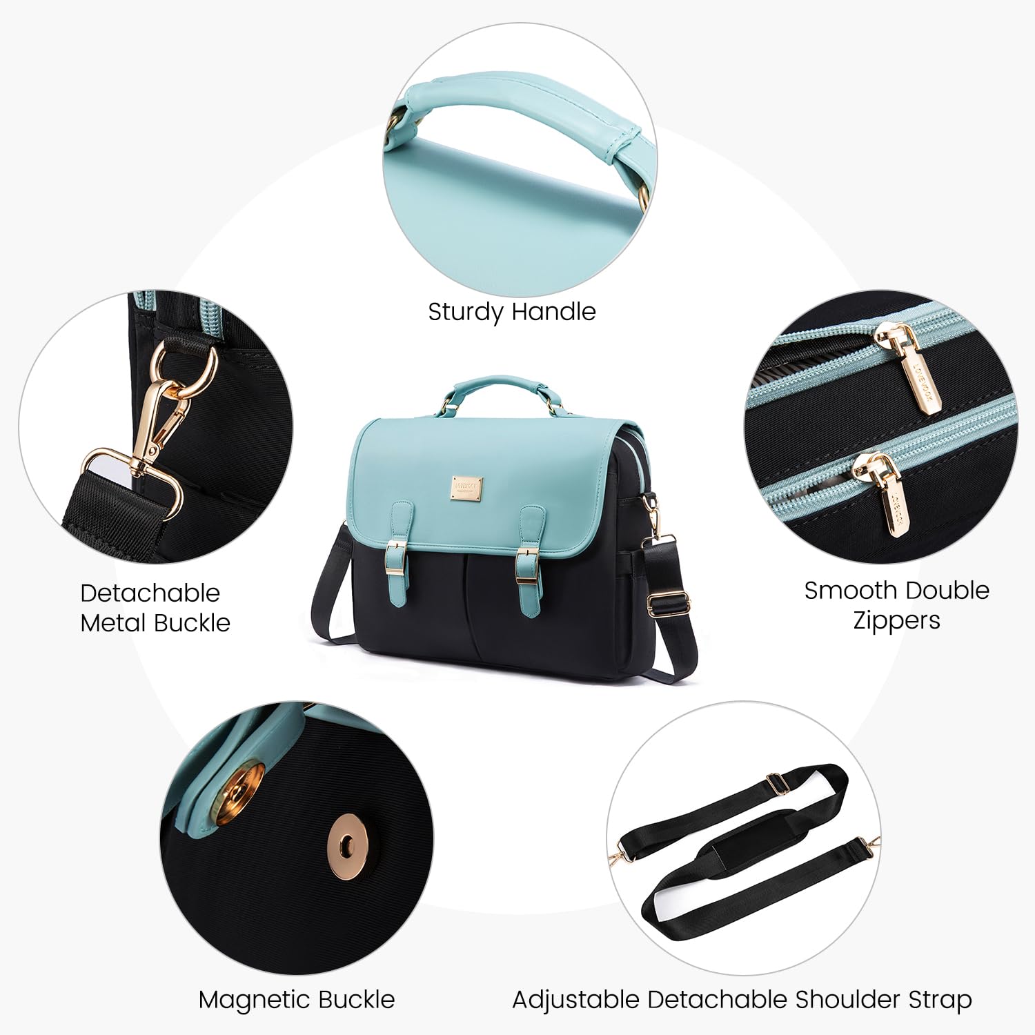 Foto 5 | Funda Para Portátil Lovevook Para Mujer De 15 6 Pulgadas  Color Verde Menta-negro - Venta Internacional.