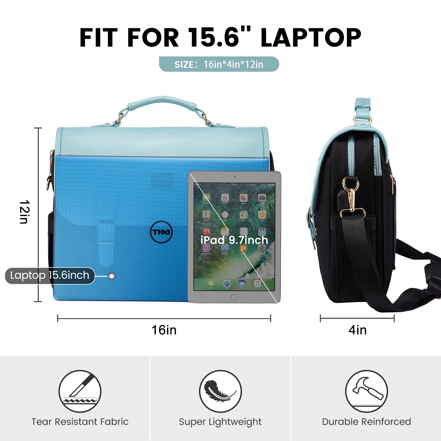 Foto 7 | Funda Para Portátil Lovevook Para Mujer De 15 6 Pulgadas  Color Verde Menta-negro - Venta Internacional.