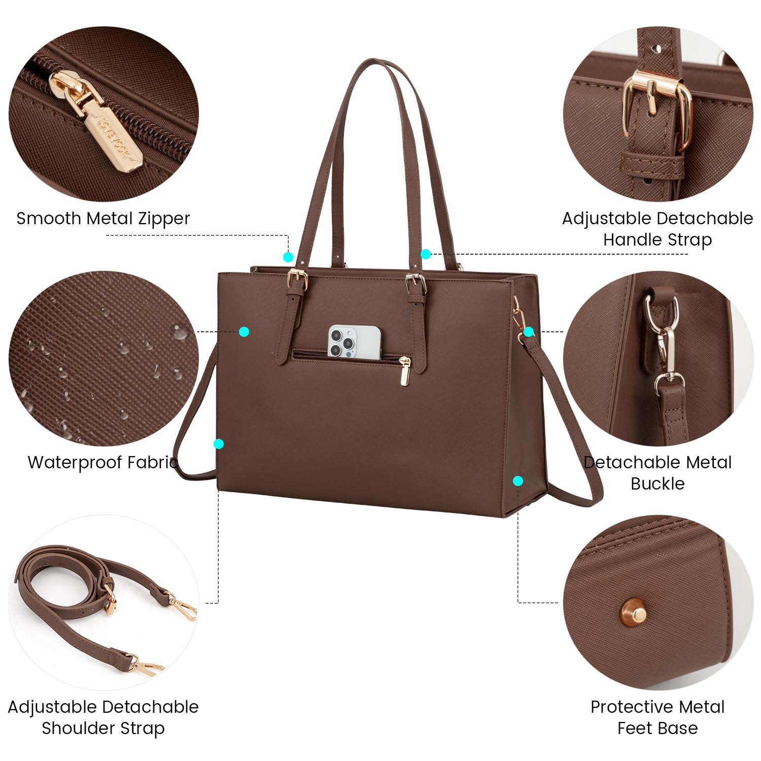 Foto 4 pulgar | Bolsa Para Portátil Lovevook Fashion Computer Tote 15.6 Pulgadas  Color Café - Venta Internacional.