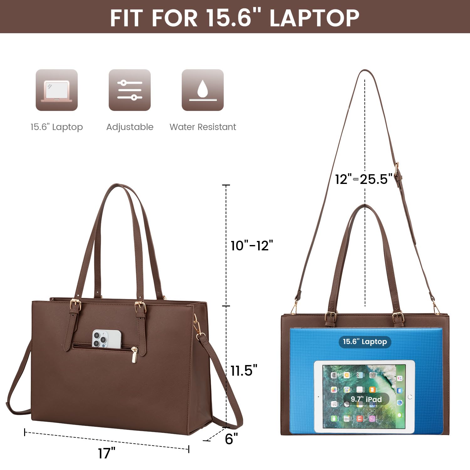 Foto 5 pulgar | Bolsa Para Portátil Lovevook Fashion Computer Tote 15.6 Pulgadas  Color Café - Venta Internacional.