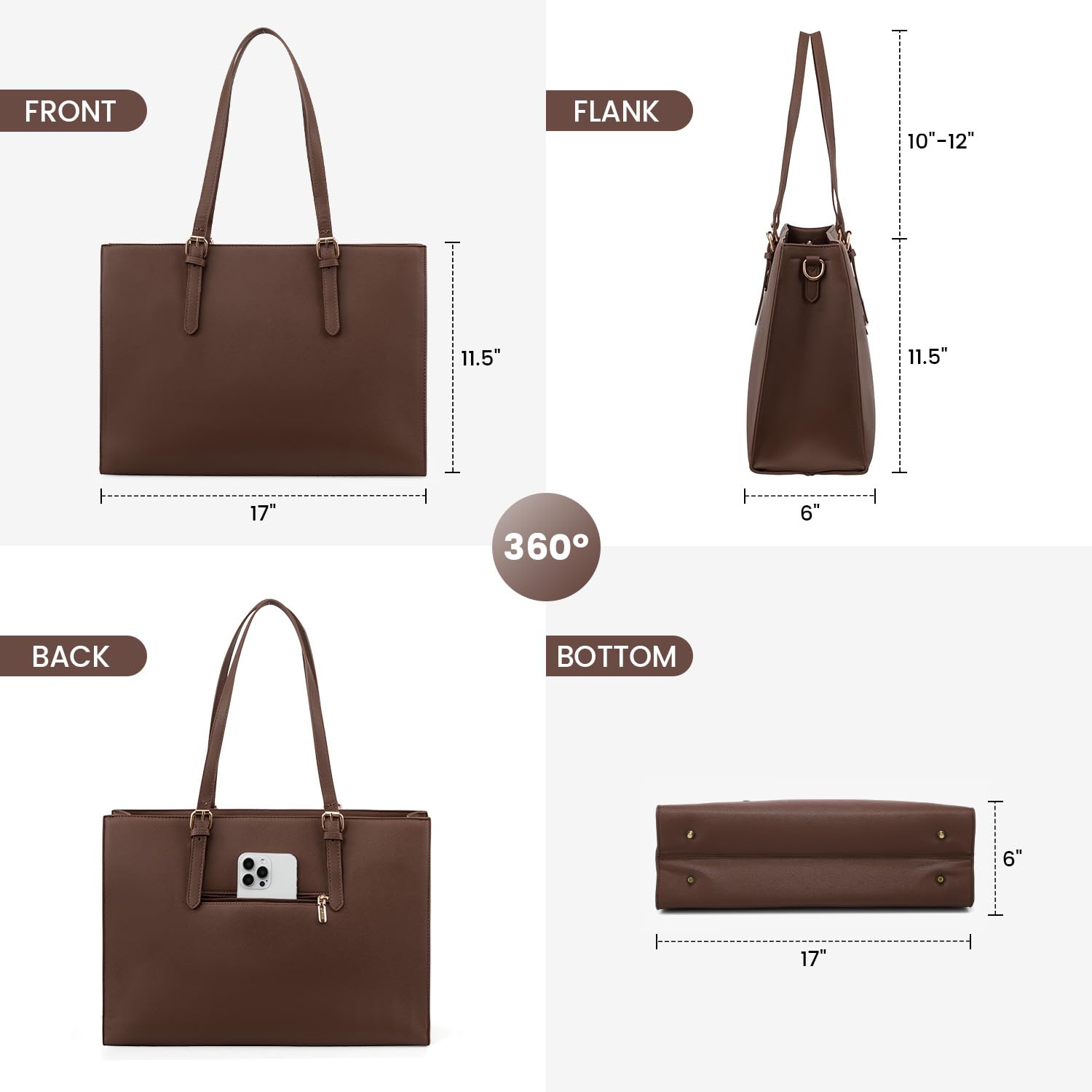Foto 5 | Bolsa Para Portátil Lovevook Fashion Computer Tote 15.6 Pulgadas  Color Café - Venta Internacional.