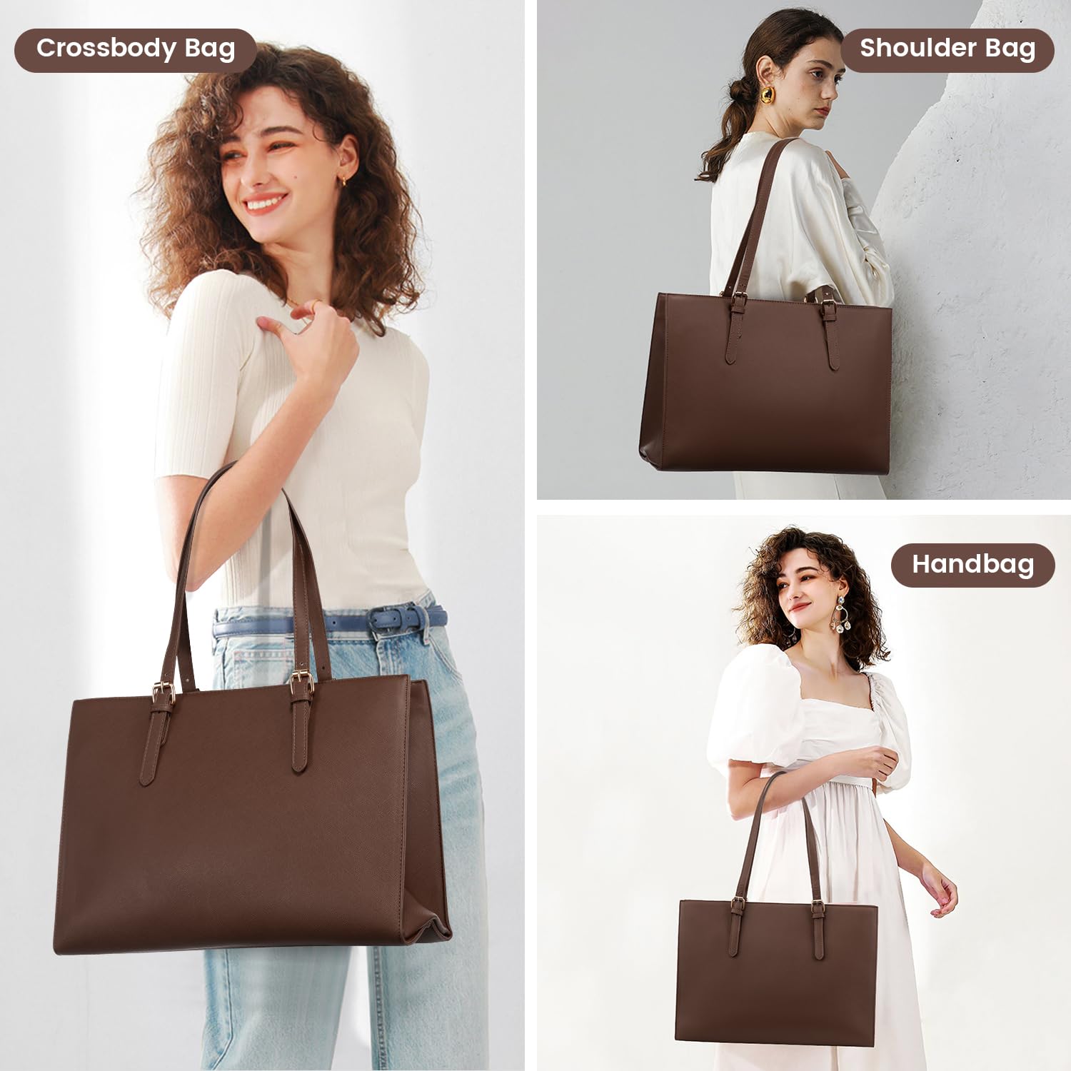 Foto 7 | Bolsa Para Portátil Lovevook Fashion Computer Tote 15.6 Pulgadas  Color Café - Venta Internacional.