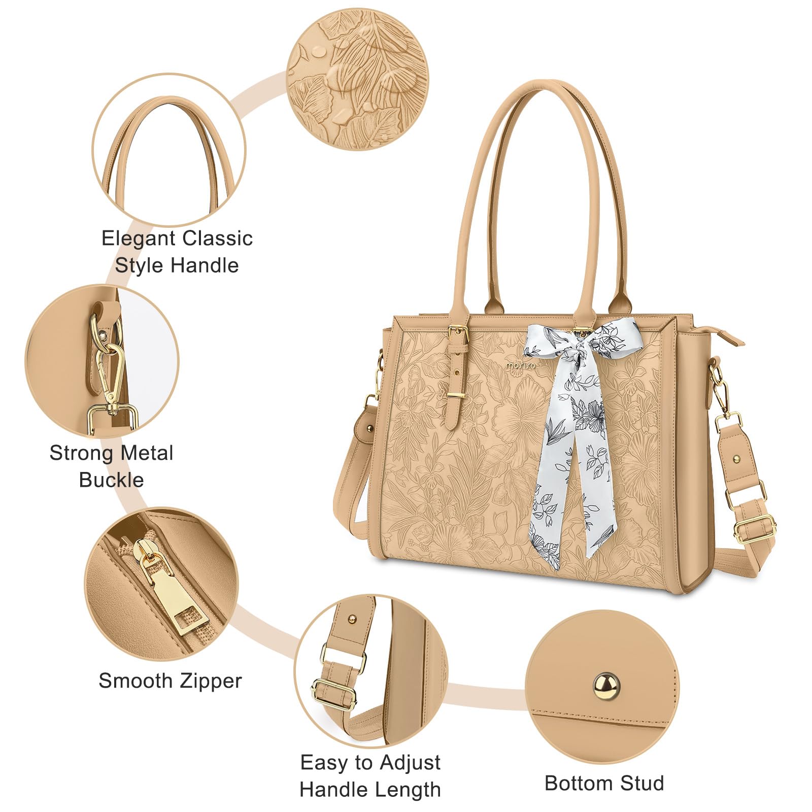 Foto 4 pulgar | Bolsa Mosiso De Piel Sintética Para Portátil  15.6 A 16 Pulgadas  Para Mujer  Color Albaricoque - Venta Internacional.