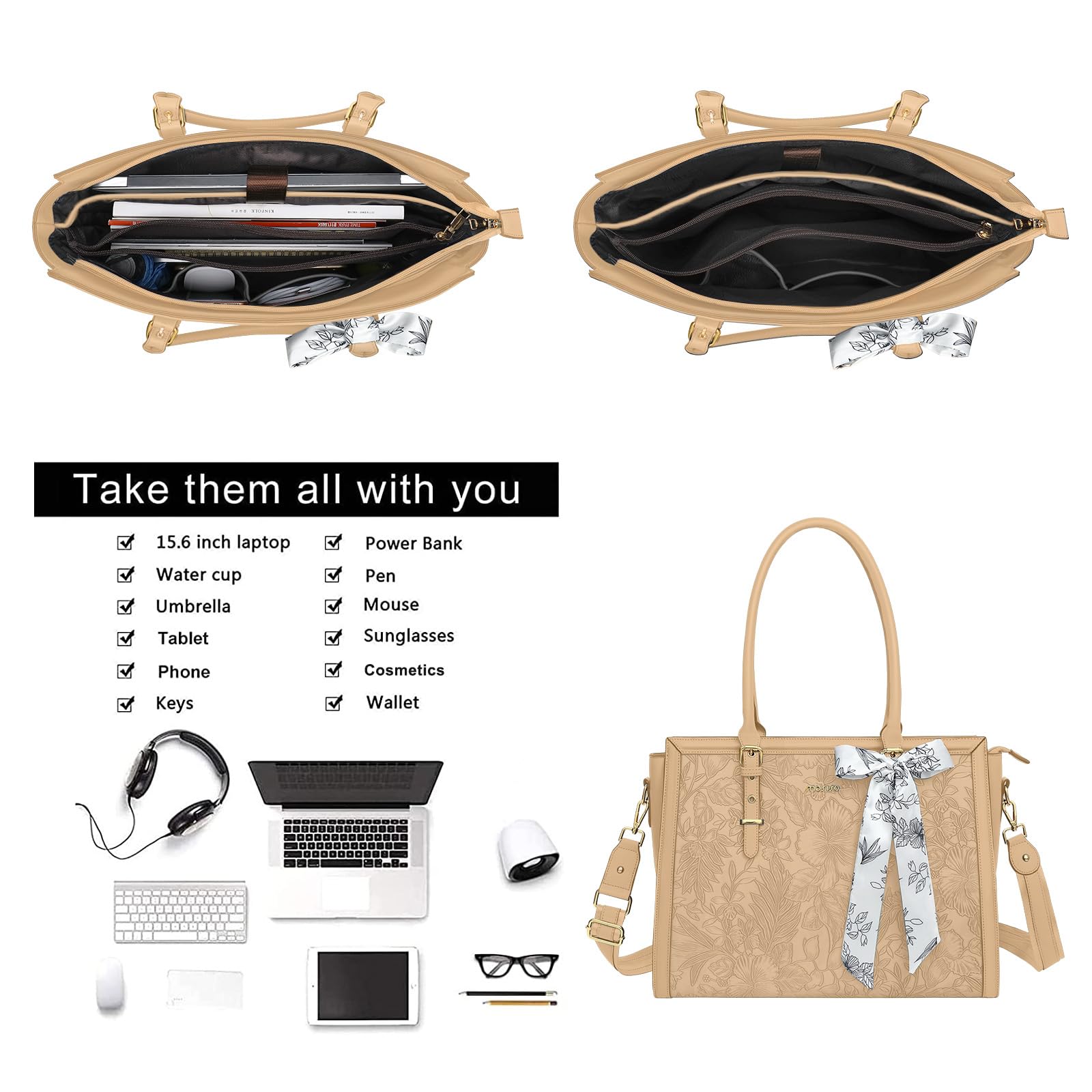 Foto 5 pulgar | Bolsa Mosiso De Piel Sintética Para Portátil  15.6 A 16 Pulgadas  Para Mujer  Color Albaricoque - Venta Internacional.