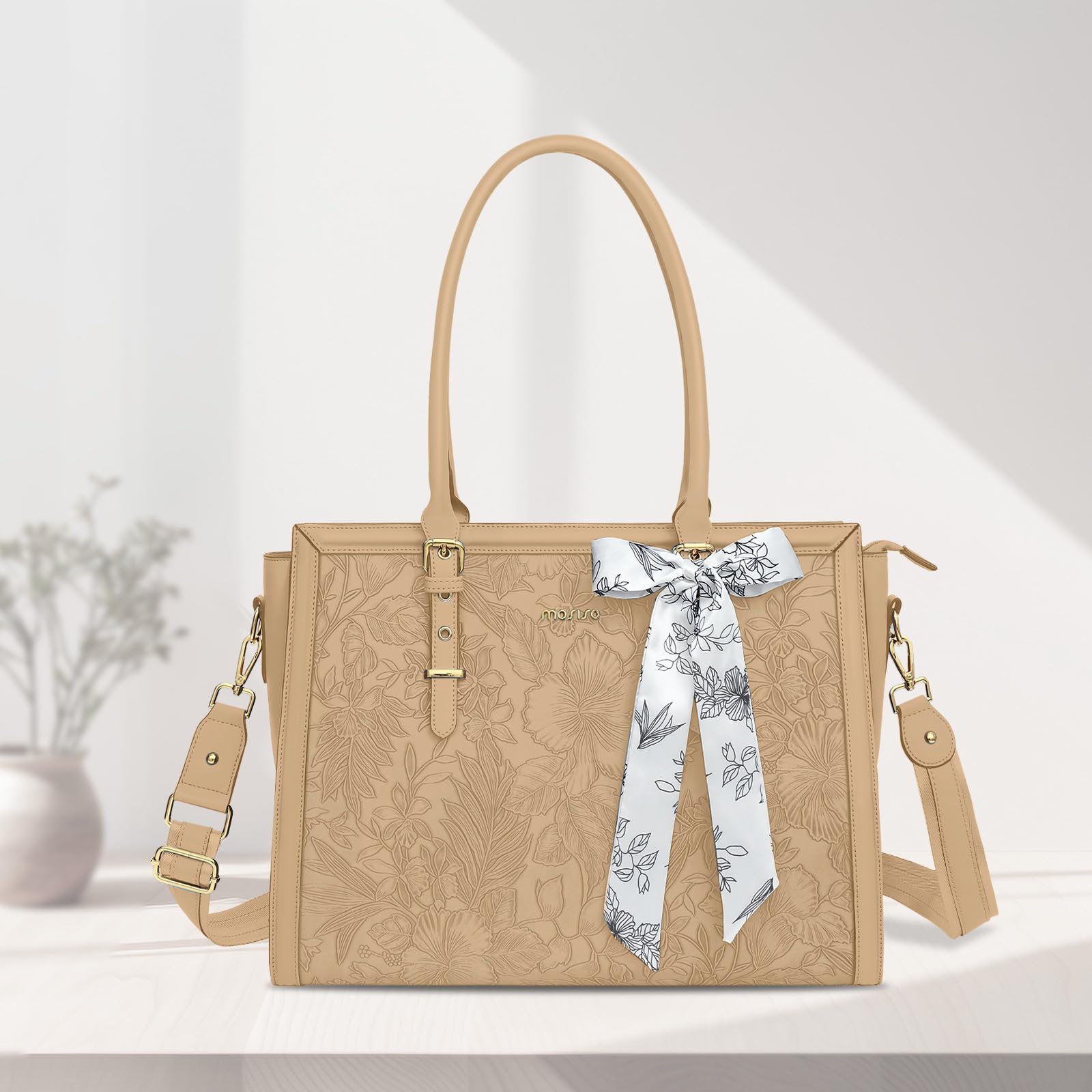 Foto 6 pulgar | Bolsa Mosiso De Piel Sintética Para Portátil  15.6 A 16 Pulgadas  Para Mujer  Color Albaricoque - Venta Internacional.