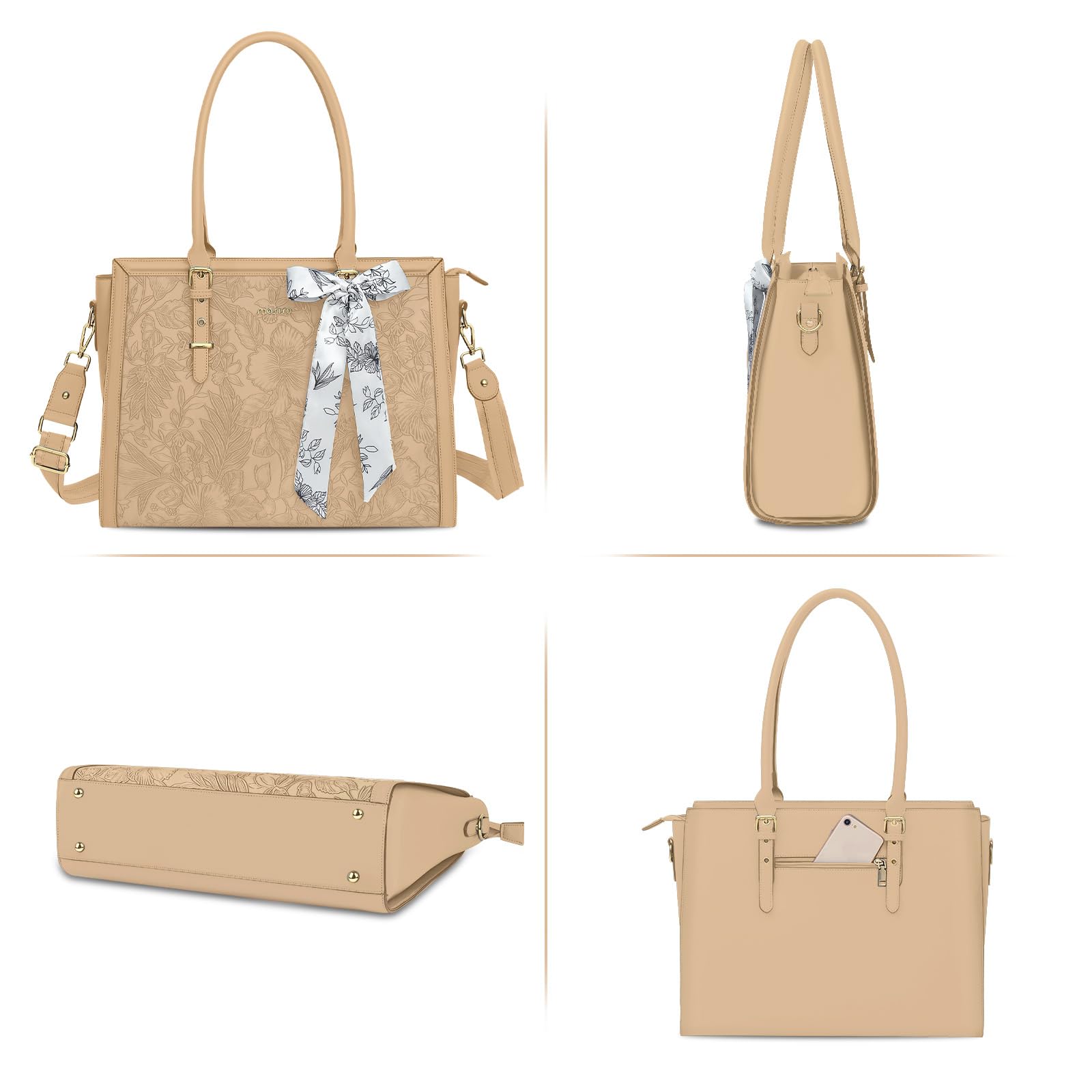 Foto 7 pulgar | Bolsa Mosiso De Piel Sintética Para Portátil  15.6 A 16 Pulgadas  Para Mujer  Color Albaricoque - Venta Internacional.