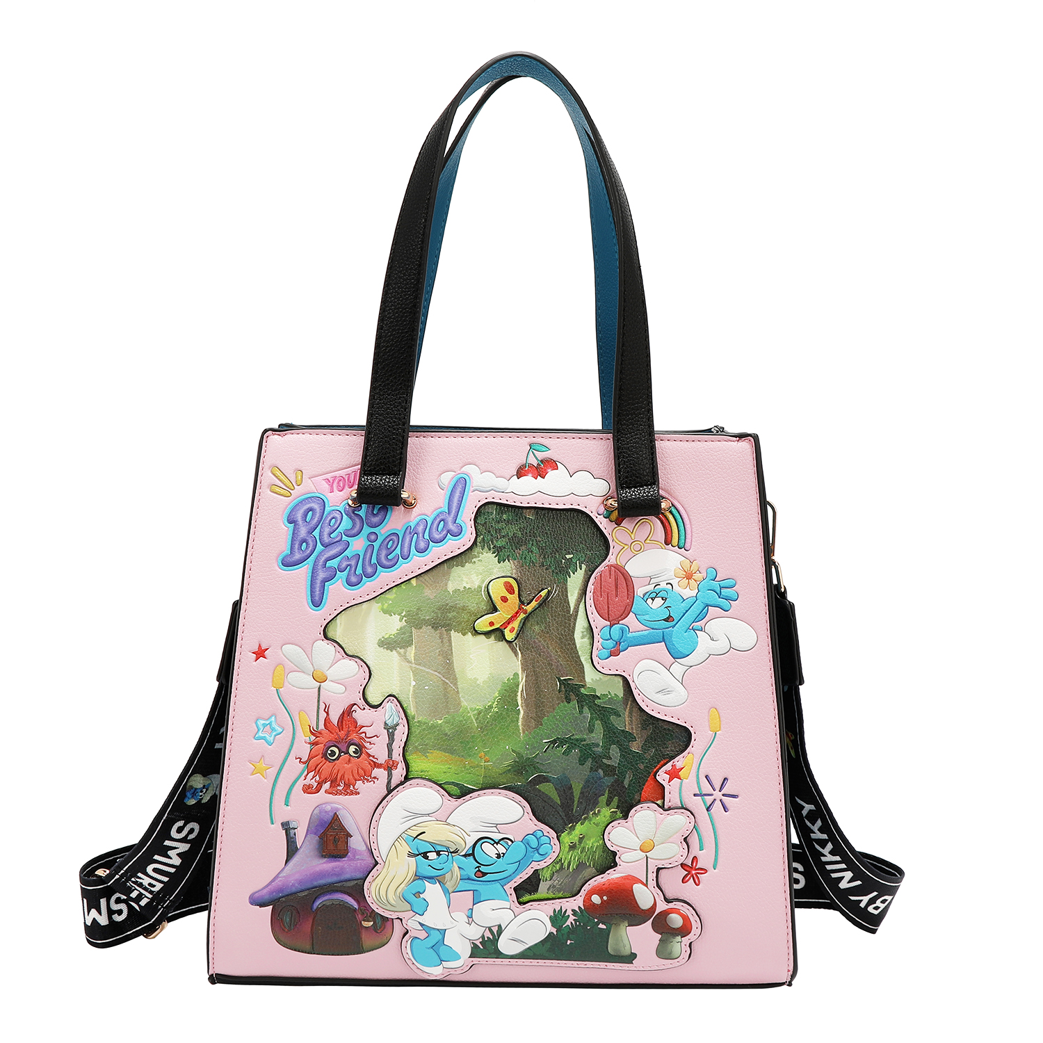 Foto 2 pulgar | Bolsa Shopper Estampada Smurfs By Nicole Lee