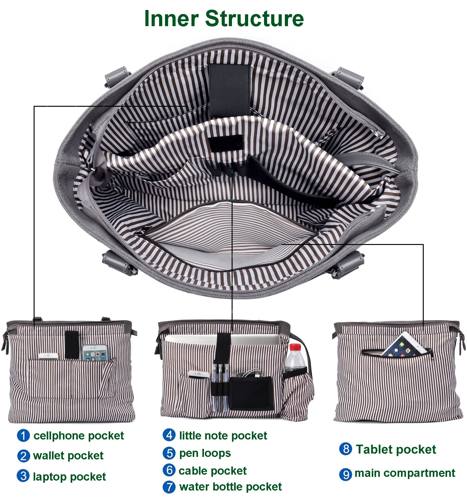 Foto 5 pulgar | Bolsa Para Portátil Barsine Teacher Canvas Tote 15.6 - Venta Internacional.