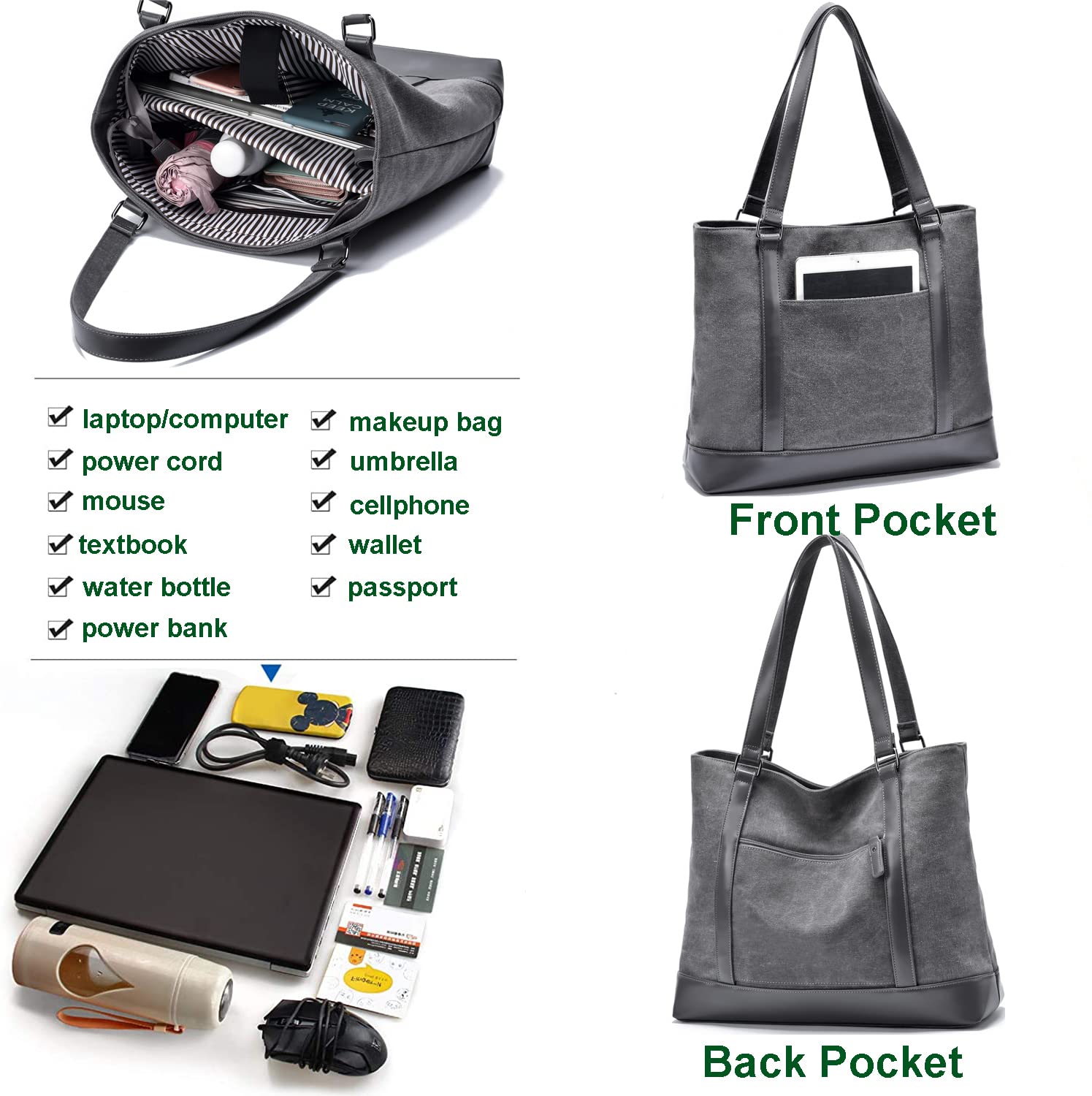 Foto 5 | Bolsa Para Portátil Barsine Teacher Canvas Tote 15.6 - Venta Internacional.