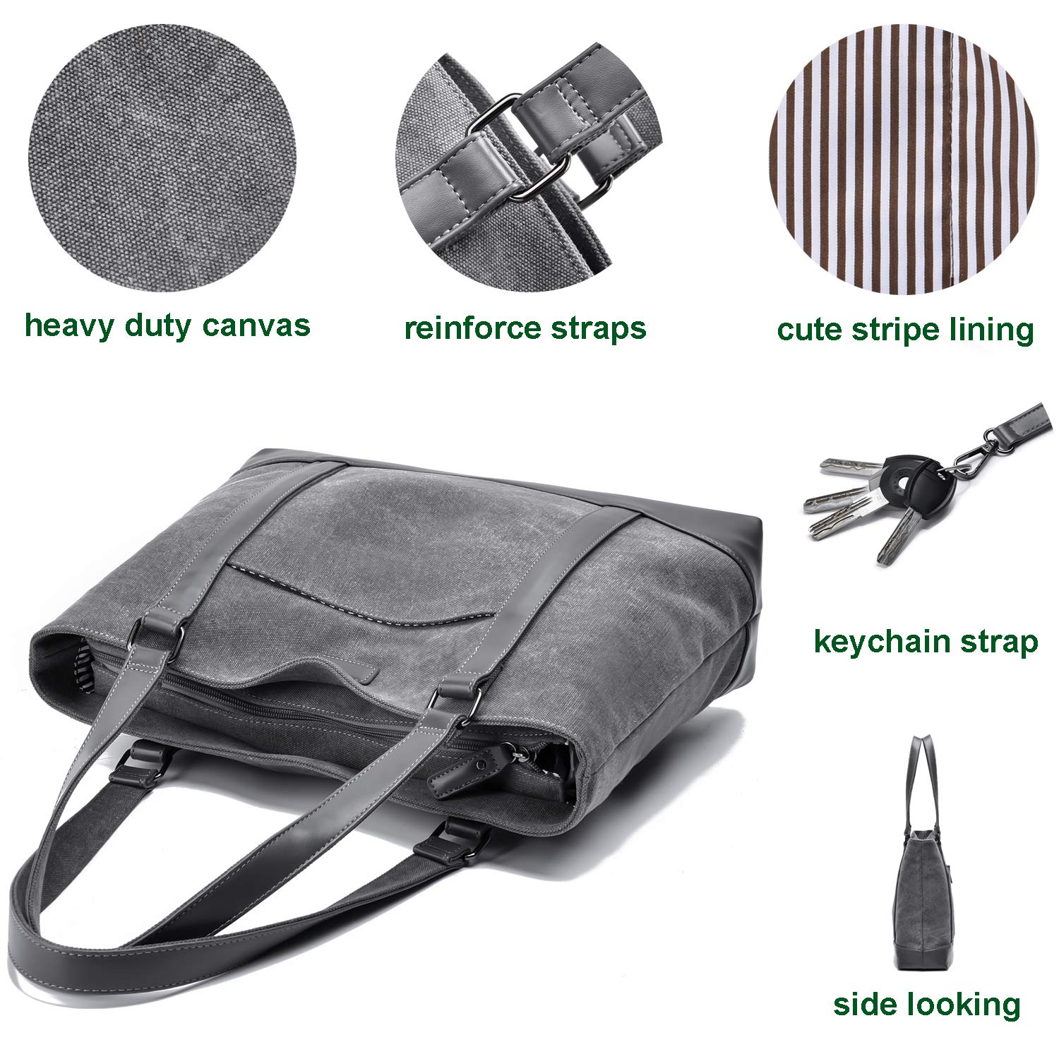 Foto 7 pulgar | Bolsa Para Portátil Barsine Teacher Canvas Tote 15.6 - Venta Internacional.