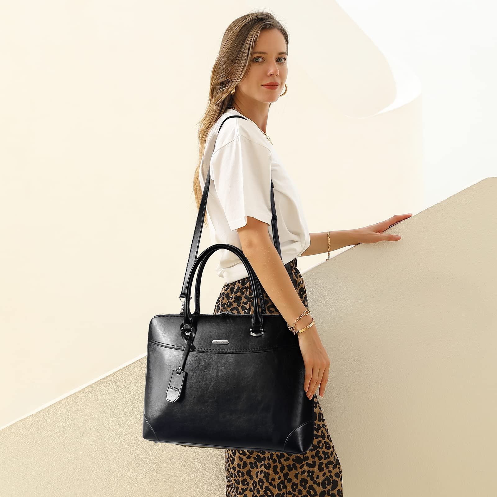 Foto 3 | Bolsa Para Portátil Cluci De Piel Para Mujer De 15.6 Pulgadas Con Gran Capacidad - Venta Internacional.