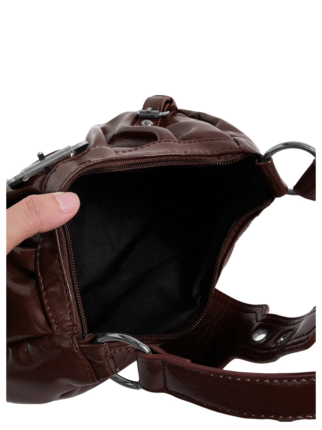 Foto 5 pulgar | Bolso Verdusa Y2k Monedero Goth Hebilla Punk Hobo Café Marrón - Venta Internacional.