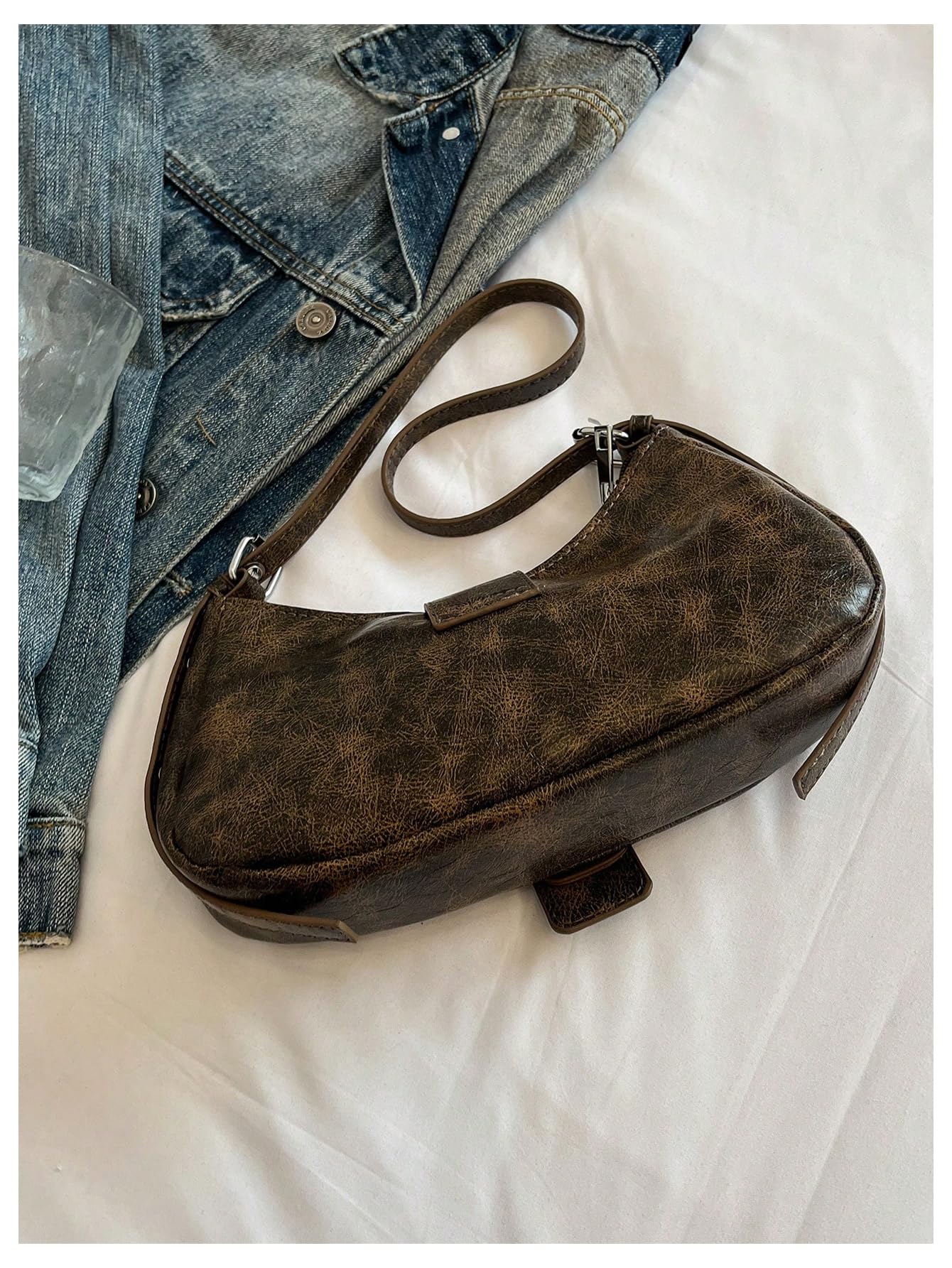 Foto 3 pulgar | Bolso De Mano Verdusa Y2k Con Hebilla Gótica  Punk Hobo  Marrón Oxidado - Venta Internacional.