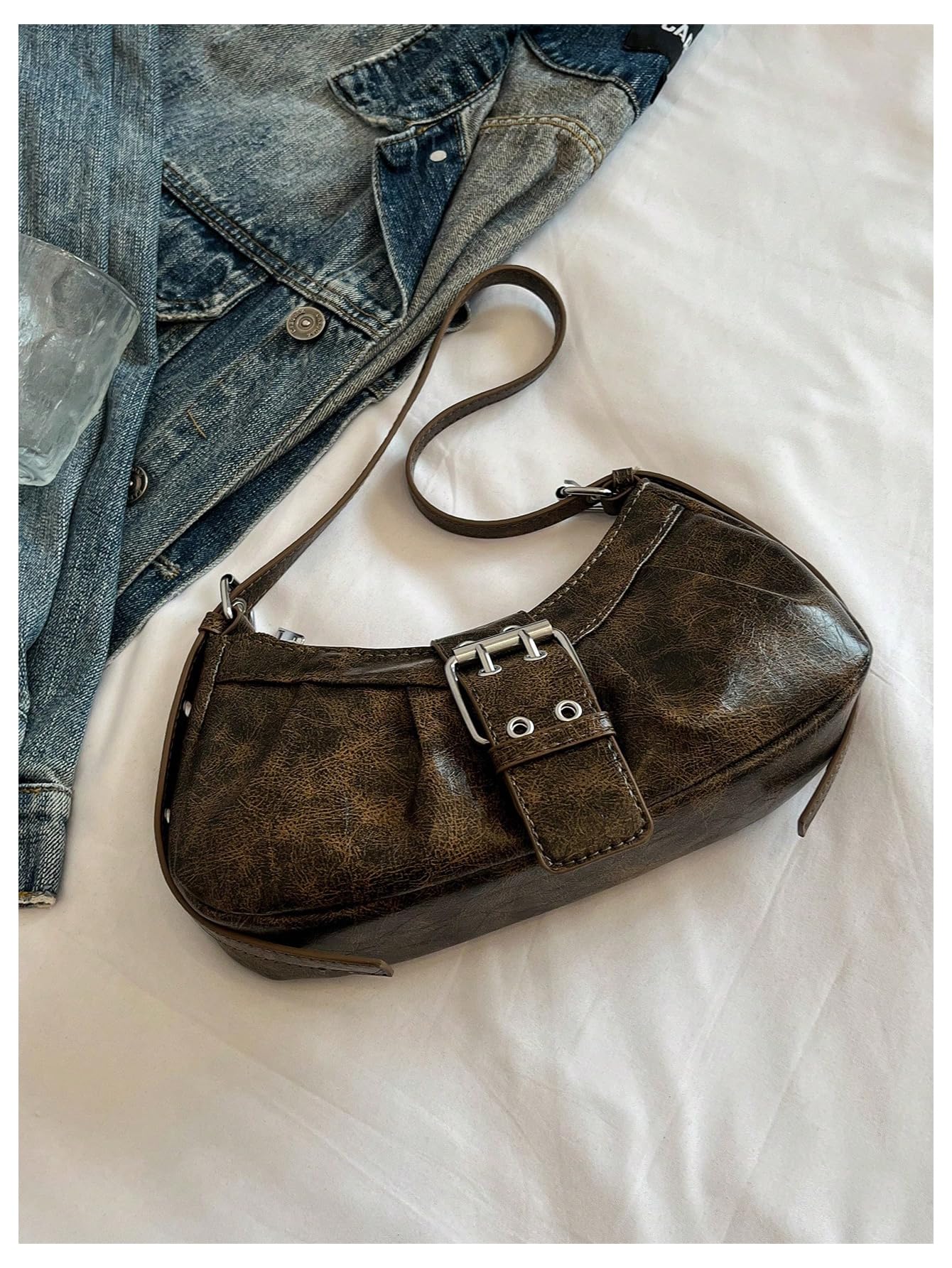 Foto 4 | Bolso De Mano Verdusa Y2k Con Hebilla Gótica  Punk Hobo  Marrón Oxidado - Venta Internacional.