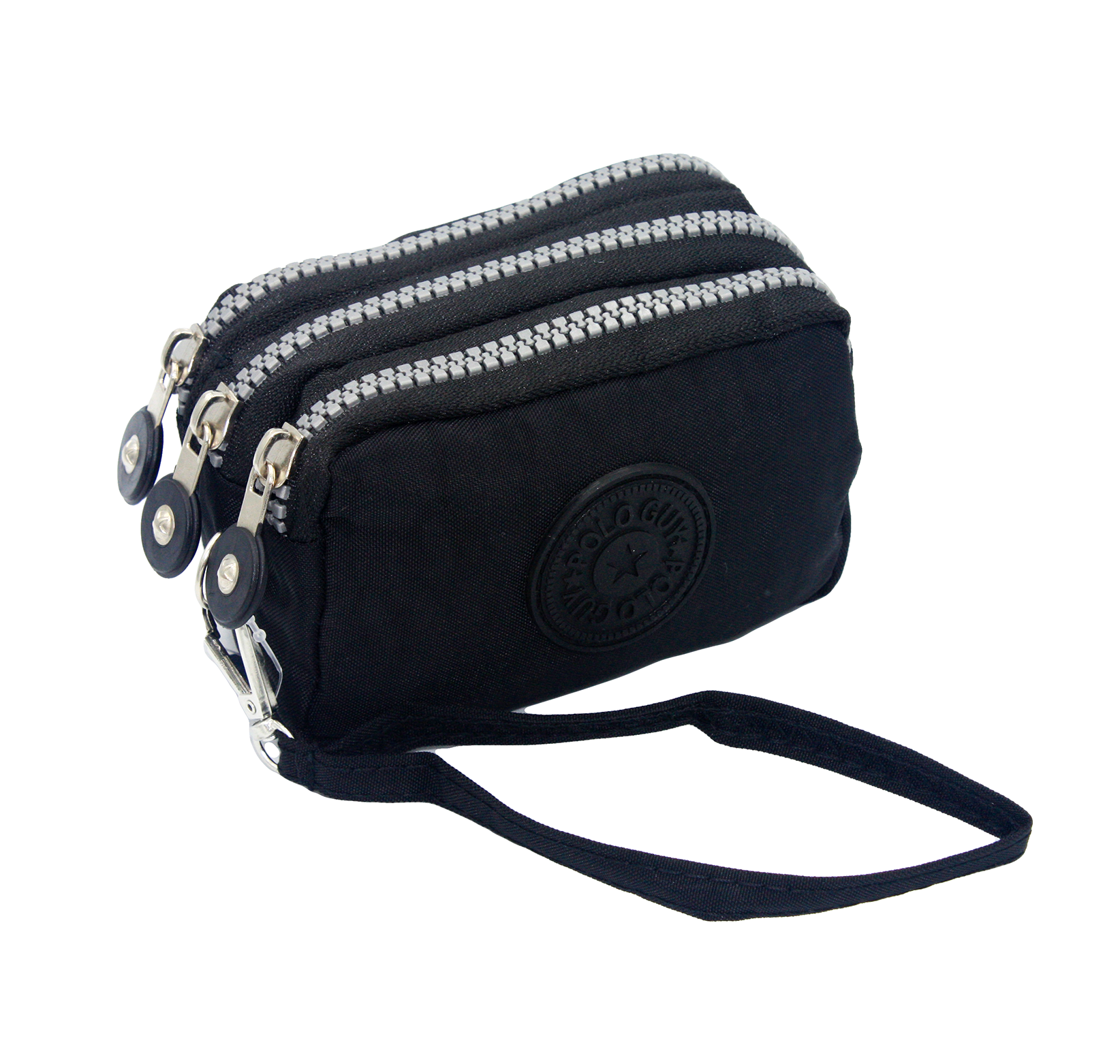 Monedero Tarjetero Mini 3 Compartimentos Polo Guy color Negro con Asa