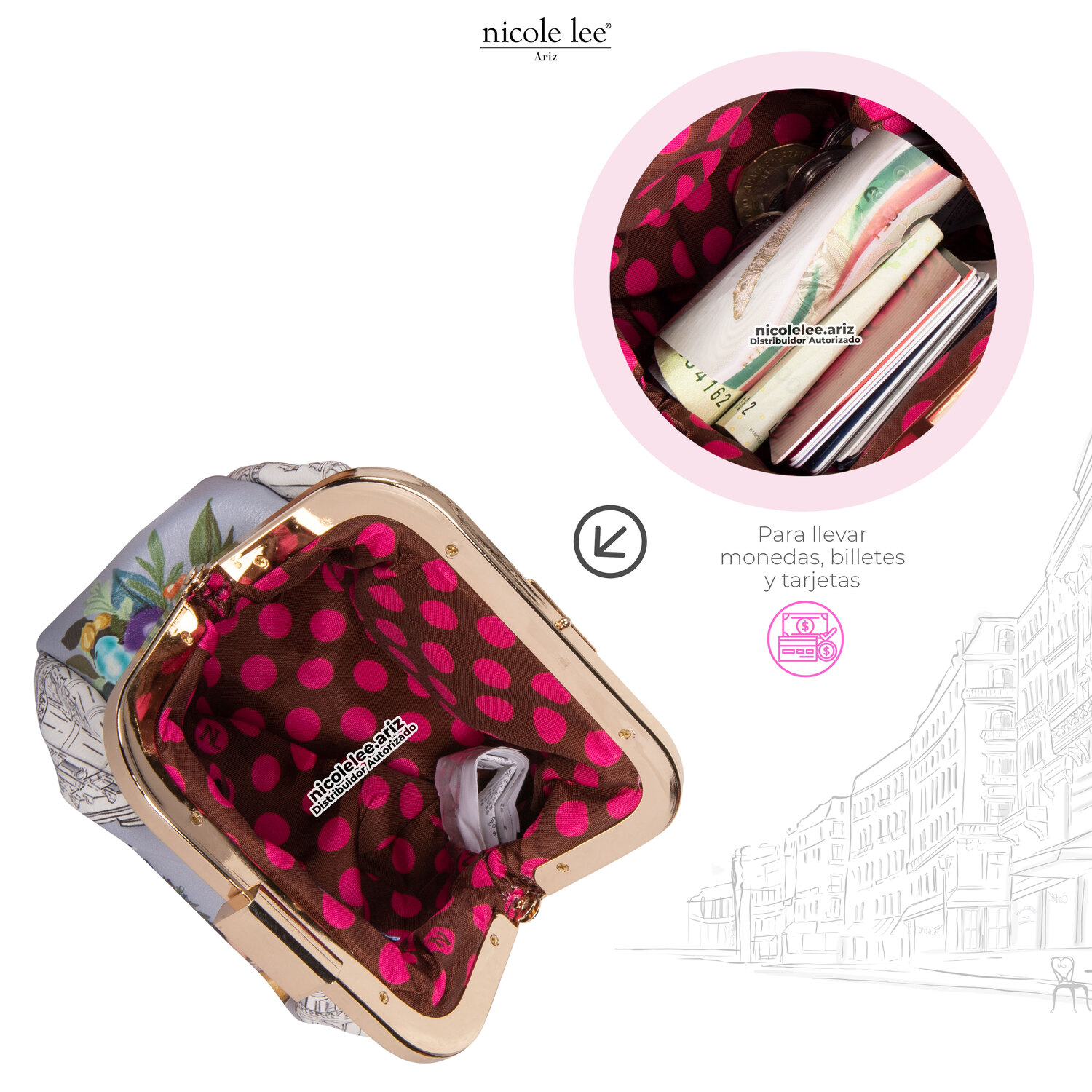 Foto 4 pulgar | Monedero Nicole Lee Ameri con Correa Dreaming The City