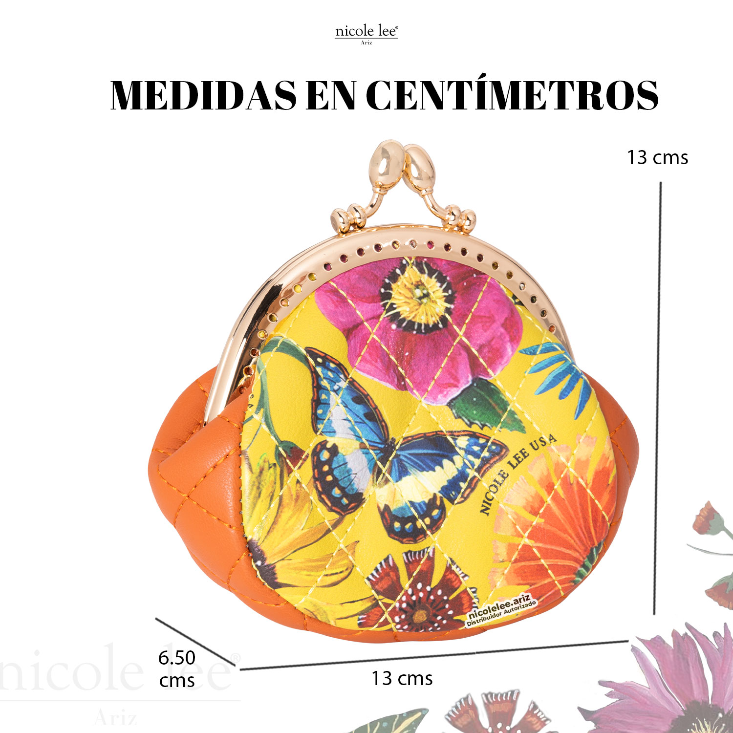 Foto 5 pulgar | Minimonedero Nicole Lee Amora Multicolor Butter-flower Mustard