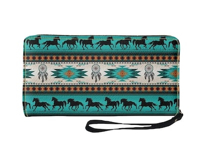 Foto 4 | Monedero de Piel Belug con Diseño de Caballo Azteca color Azul