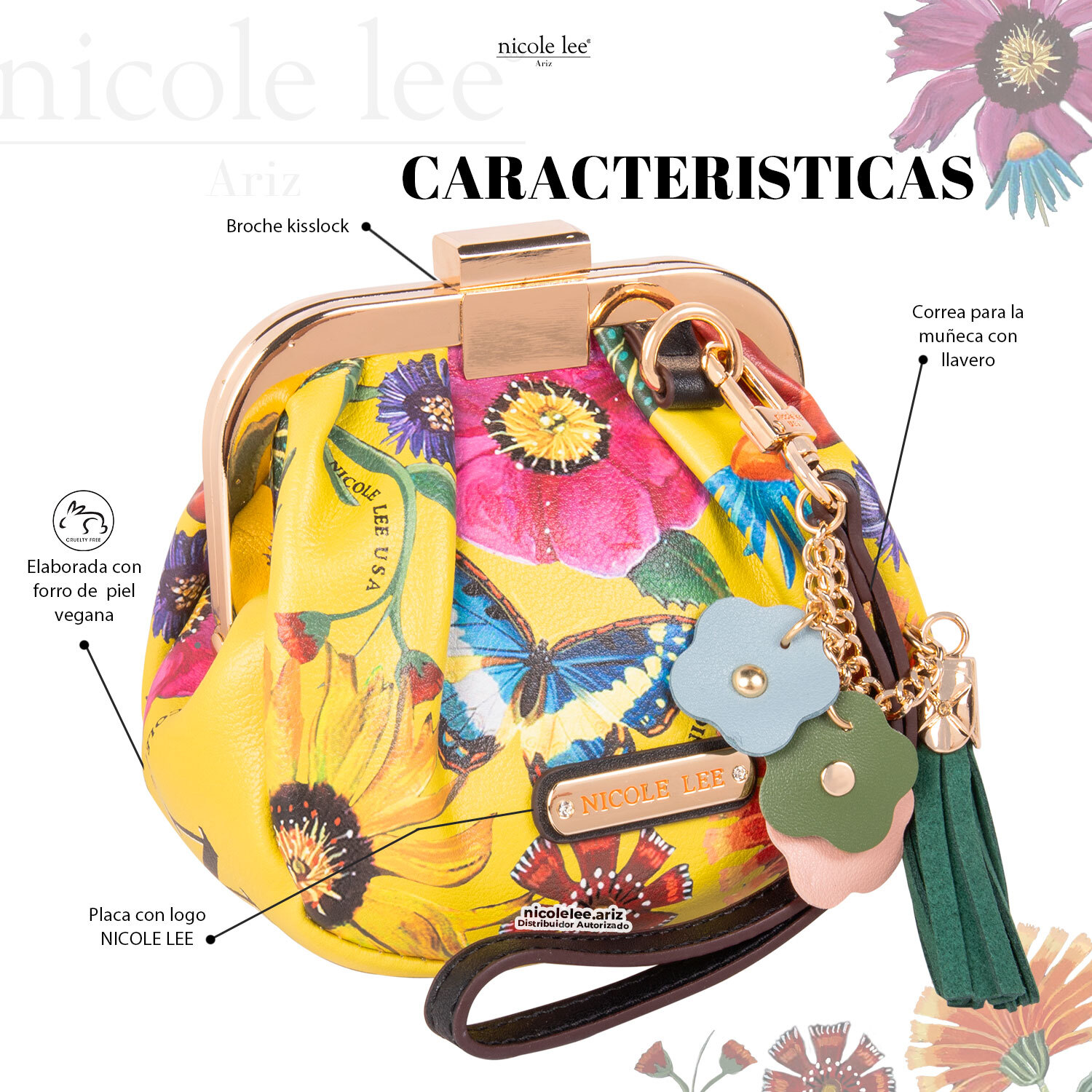Foto 3 pulgar | Monedero Ameri Marca Nicole Lee con Correa Butter-flower Mustard