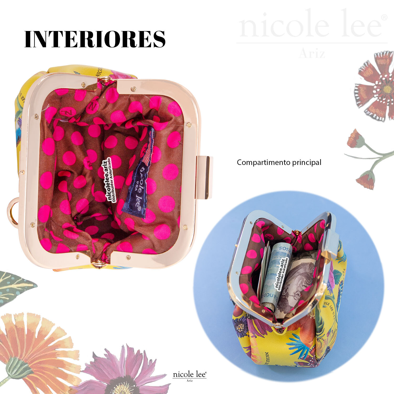 Foto 3 | Monedero Ameri Marca Nicole Lee con Correa Butter-flower Mustard