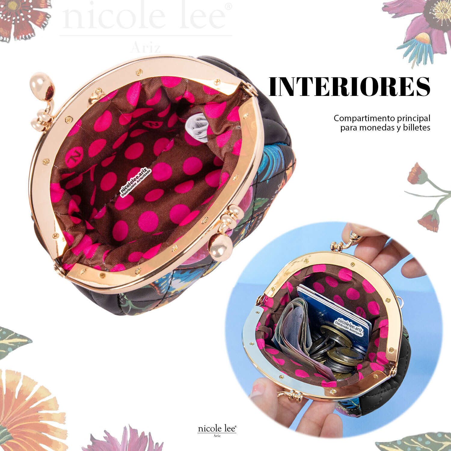 Foto 3 | Mini Monedero Amora Nicole Lee Butter-flower Multicolor