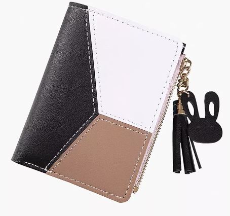 Monedero Negro Con Elegante Llavero