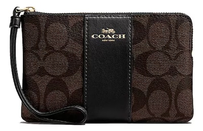 Foto 1 | Monedero Coach Corner Zip Wristlet Signature Canvas Cw854 Café