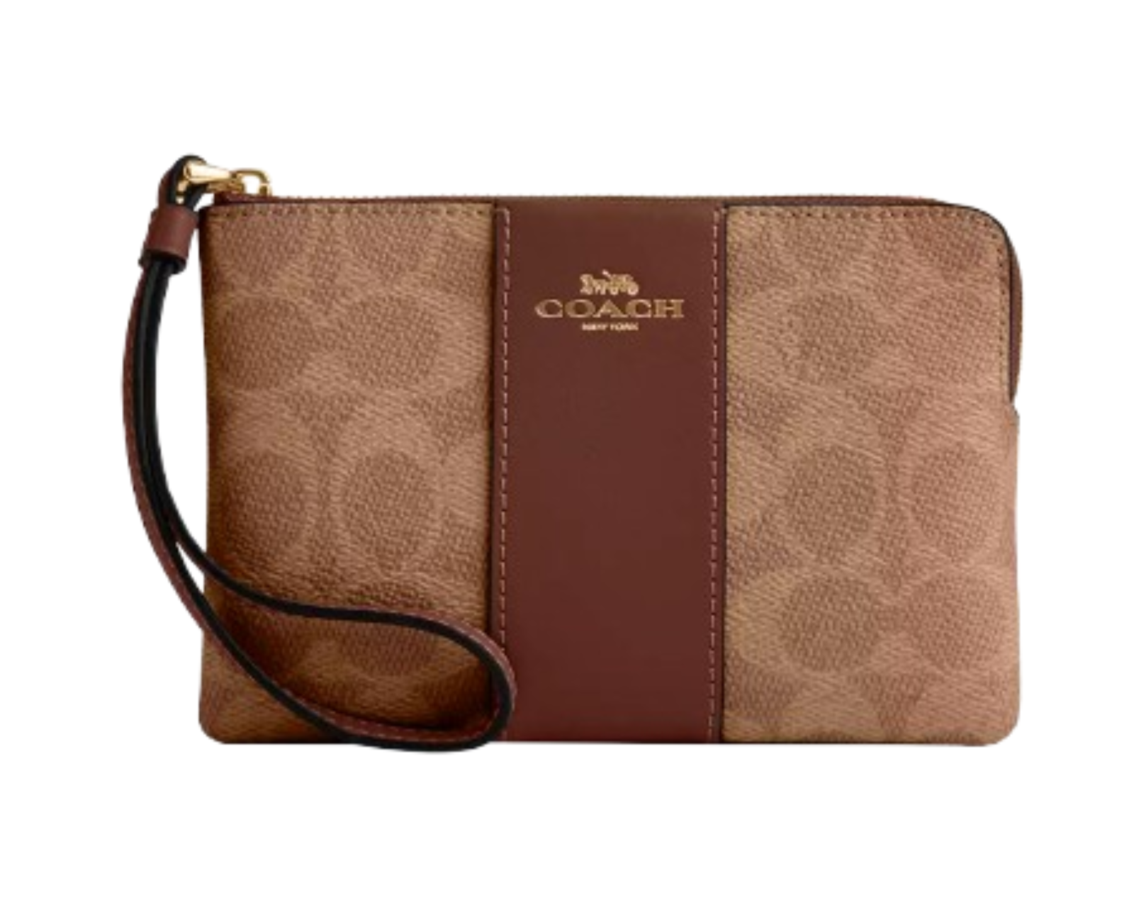 Monedero Coach Corner Zip Wristlet Signature Canvas Cw854 Color Café