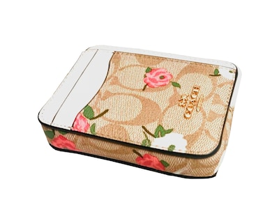 Foto 3 | Monedero Coach Zip Card Case Signature Canvas With Floral Print Cr971 Beige