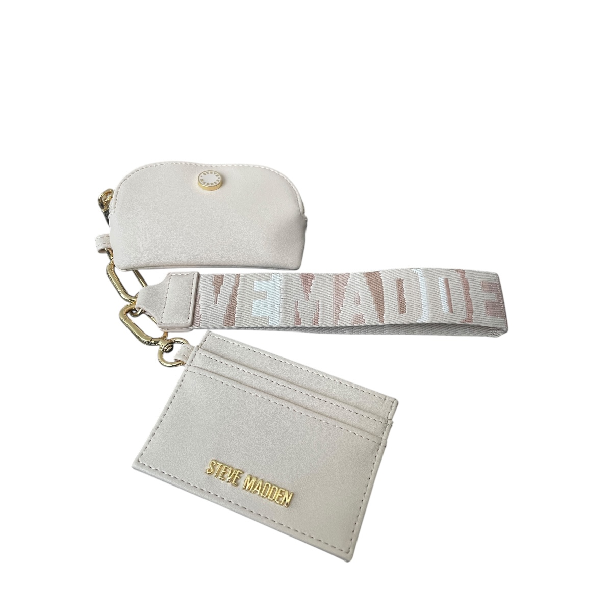 Monedero Unisex Steve Madden Con Tarjetero Y Muñequera Beige