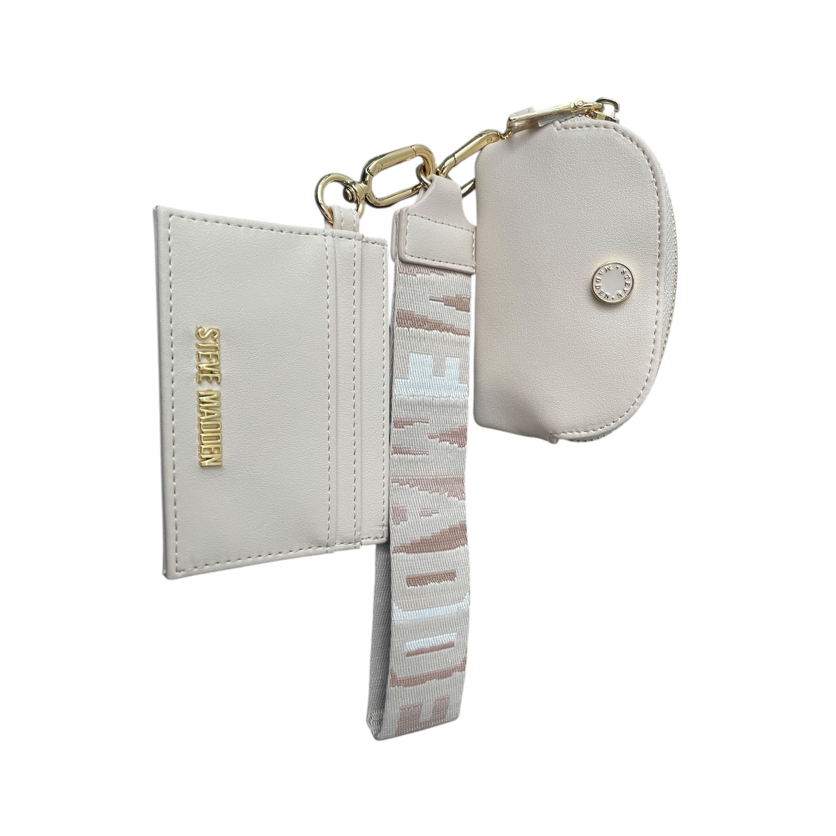 Foto 3 pulgar | Monedero Unisex Steve Madden Con Tarjetero Y Muñequera Beige