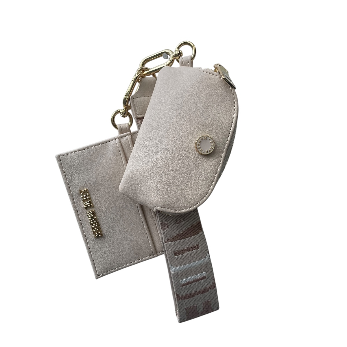 Foto 4 pulgar | Monedero Unisex Steve Madden Con Tarjetero Y Muñequera Beige