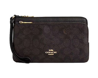 Foto 1 | Monedero Coach Double Zip Wallet Signature Canvas Cx161 Café