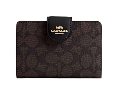 Foto 1 | Cartera Coach Medium Corner Zip Wallet In Signature Canvas Cw786 Café