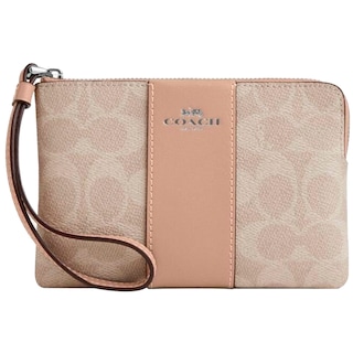 Foto 1 | Monedero Coach Corner Zip Wristlet Signature Canvas Cw854 Beige