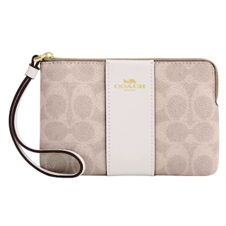 Foto 1 | Monedero Coach Corner Zip Wristlet Signature Canvas Cw854 Color Beige