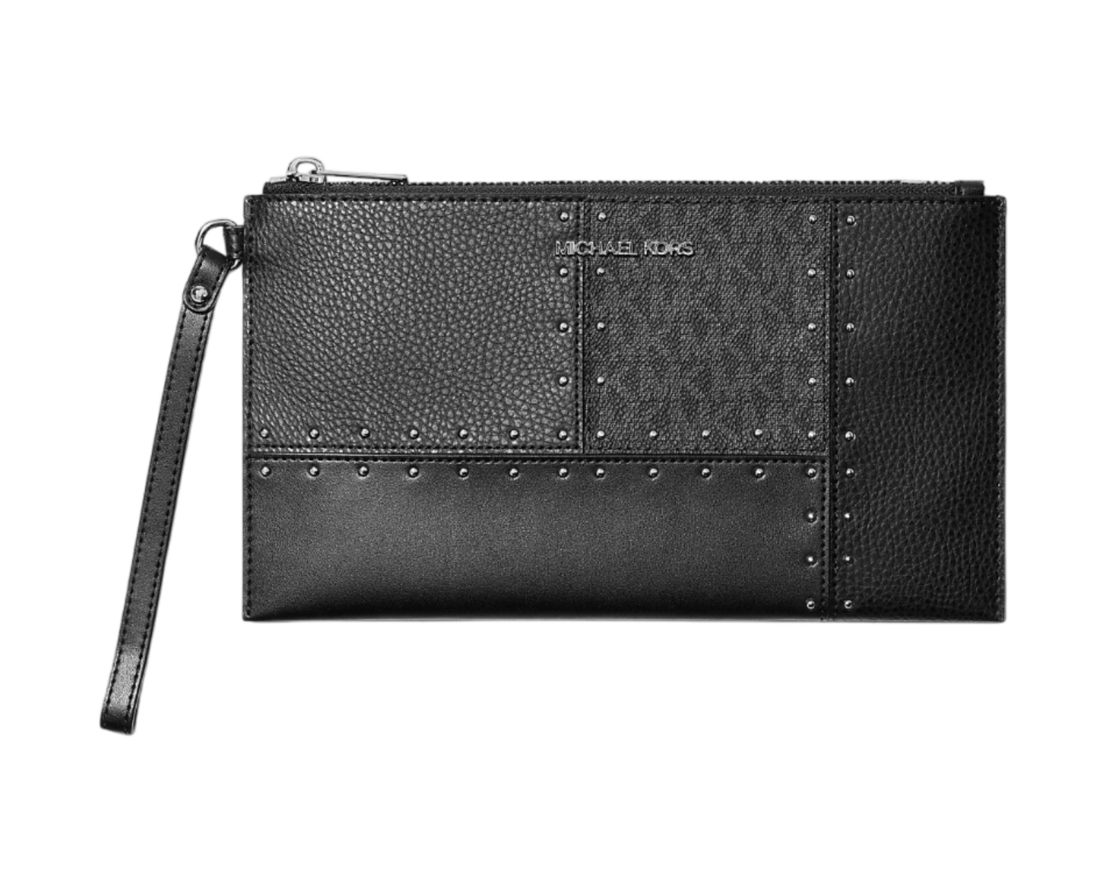 Foto 2 pulgar | Monedero Michael Kors Jet Set Travel Large Studded Patchwork Logo Wristlet 35r5stvw3y Negro