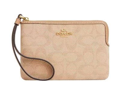 Foto 1 | Monedero Coach Corner Zip Wristlet Signature Canvas Caq57 Beige