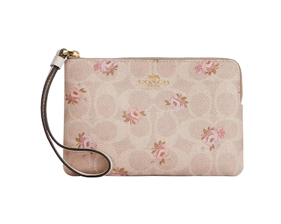 Foto 1 | Monedero Coach Corner Zip Wristlet In Signature Canvas Con Estampado De Flores Car20 Color Beige