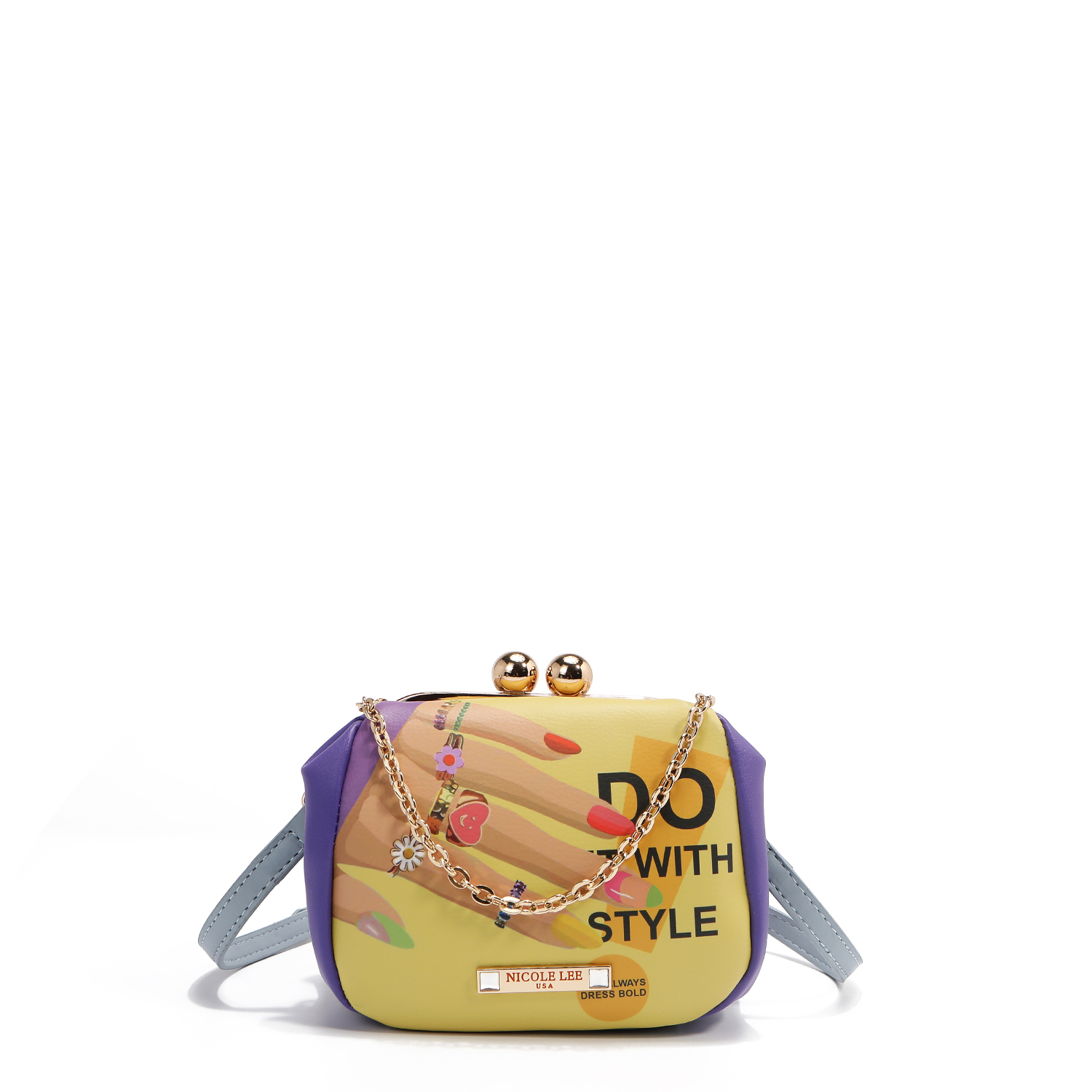 Foto 6 pulgar | Monedero Crossbody C/kiss Lock Nicole Lee Print Nail Polish