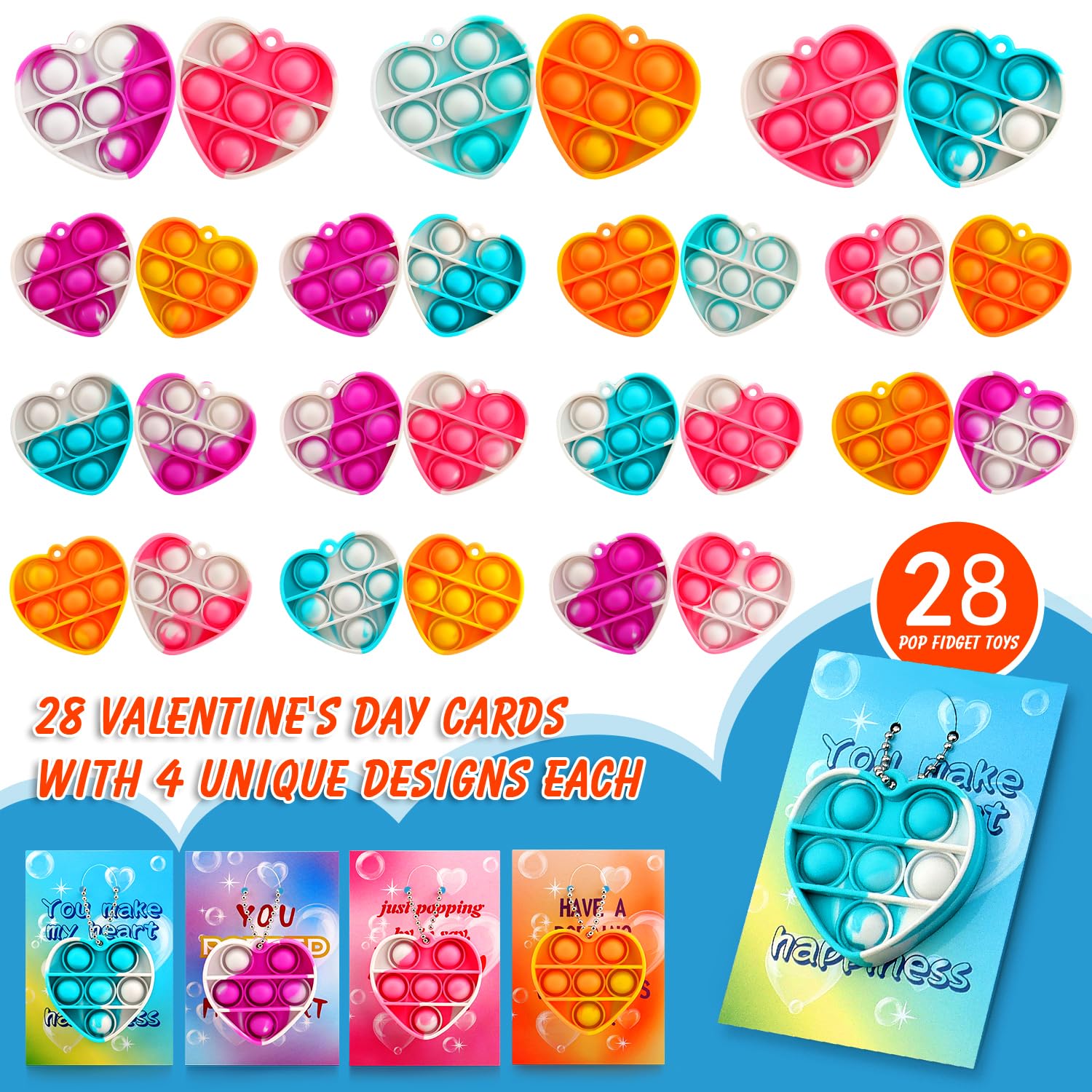 Foto 2 | Tarjetas De San Valentín Auuguu Con Juguetes Pop Fidget Para El Aula De Niños - Venta Internacional.