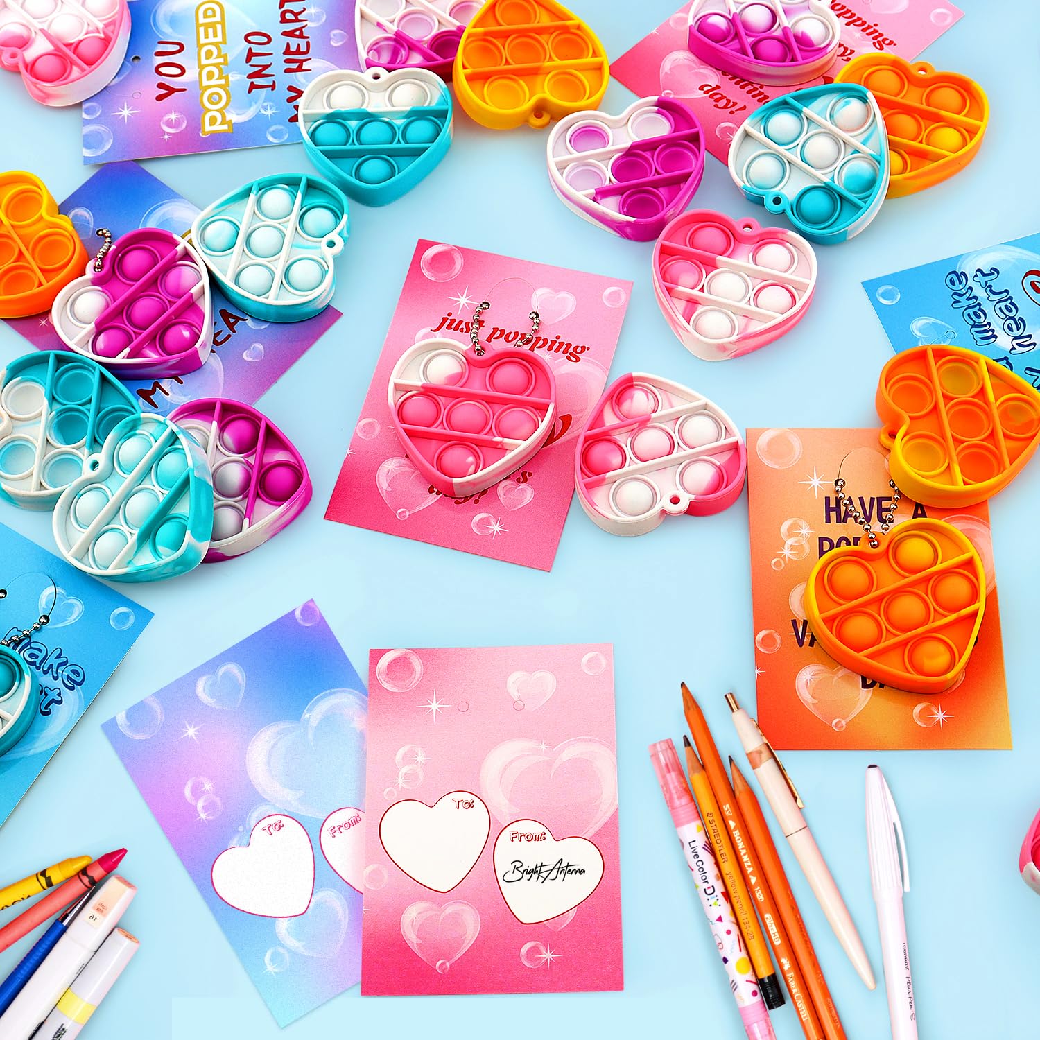 Foto 3 | Tarjetas De San Valentín Auuguu Con Juguetes Pop Fidget Para El Aula De Niños - Venta Internacional.