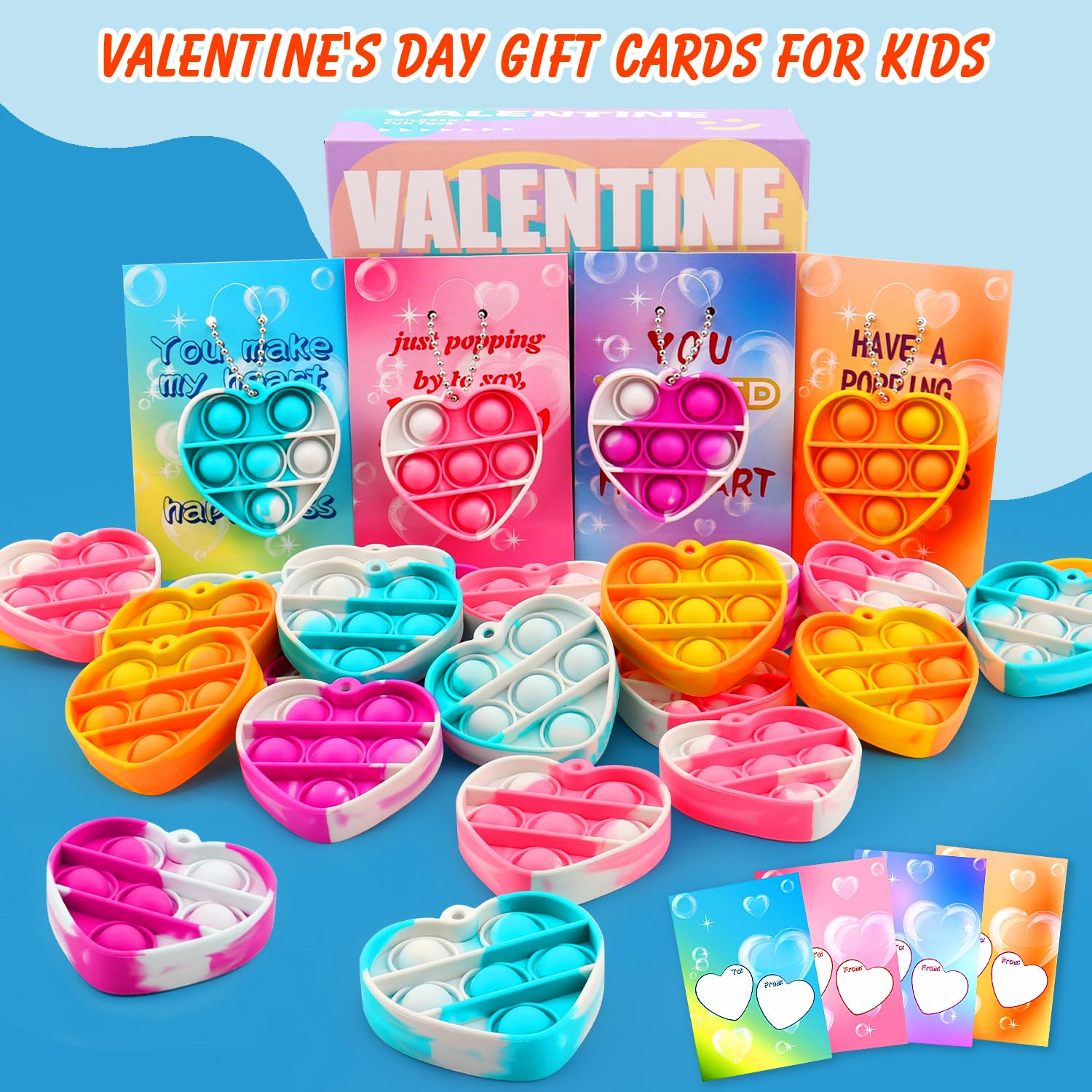 Foto 5 pulgar | Tarjetas De San Valentín Auuguu Con Juguetes Pop Fidget Para El Aula De Niños - Venta Internacional.