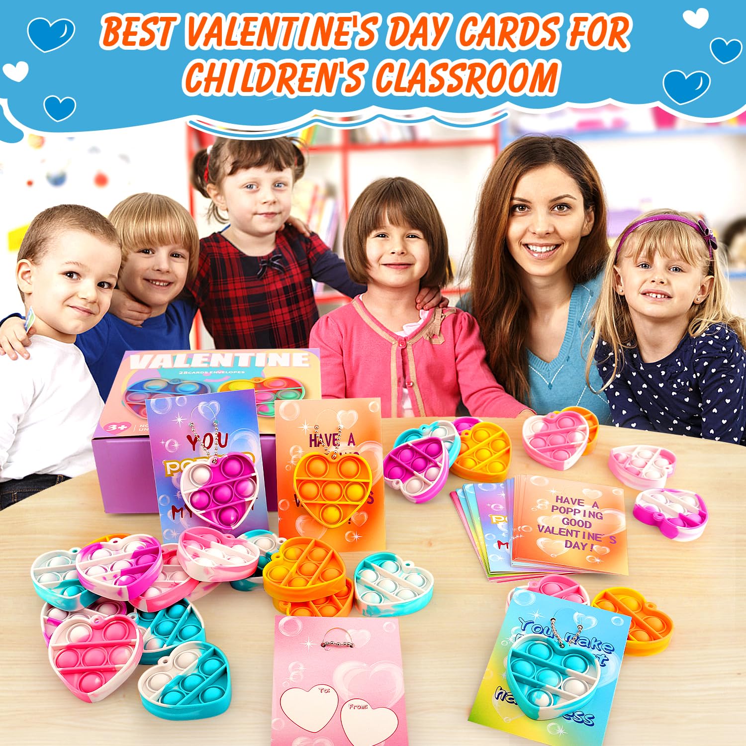 Foto 8 pulgar | Tarjetas De San Valentín Auuguu Con Juguetes Pop Fidget Para El Aula De Niños - Venta Internacional.