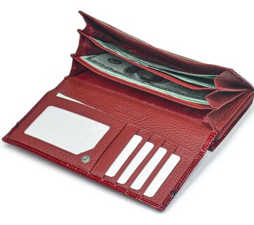Foto 4 | Piel Genuina Cartera Belug Mujer Largo Lujo Patrón De Cocodrilo Rojo