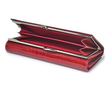 Foto 3 | Cartera Belug Piel Genuina Patrón De La Tela Rayas De Cocodrilo 19x9,5x3cm Rojo