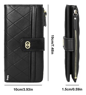 Foto 5 | Cartera Belug Larga De Cuero Para Mujer Negro