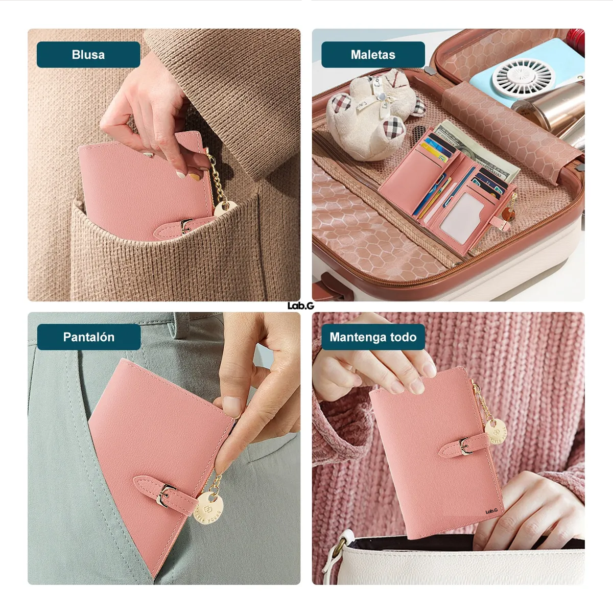 Foto 4 pulgar | Cartera Lab.g Pequeña Con Tarjetero Para Mujer Rosa