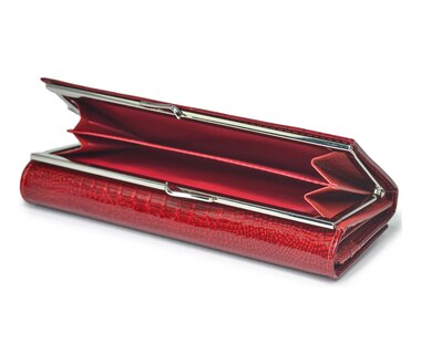 Foto 3 | Cartera Lab.g Piel Genuina Patrón De La Tela Rayas De Cocodrilo 19x9,5x3cm Rojo